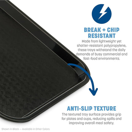 Carlisle FoodService Products Cafe Fast Food Cafeteria Tray with Patterned Surface for Cafeterias, Fast Food, and Dining Room, Plastic, 13.87 x 10.75 x 0.79 Inches, Slate Blue, (Pack of 24)