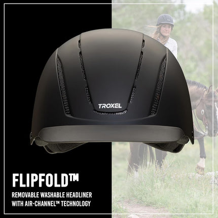 Troxel Spirit Full Coverage Horse Riding Helmet, Low-Profile Adjustable Design, Safety Horseback Riding Gear, Medium (7 - 7-3/8), Black Duratec