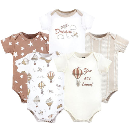 Hudson Baby Unisex Baby Cotton Bodysuits, Hot Air Balloon, 6-9 Months, Hot Air Balloon, 6-9 Months