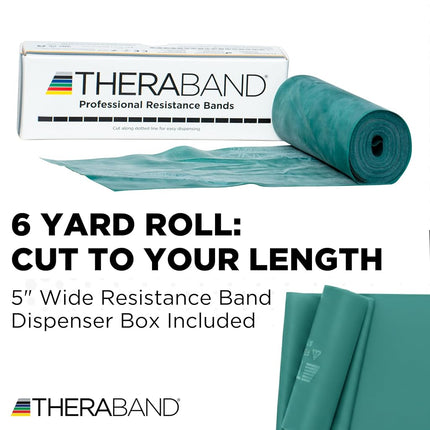 TheraBand Professional Latex Resistance Bands For Upper Body and Lower Body Exercise, Physical Therapy, Lower Pilates, At-Home Workouts, and Rehab, 6 Yard Roll, Green, Heavy, Intermediate Level 1