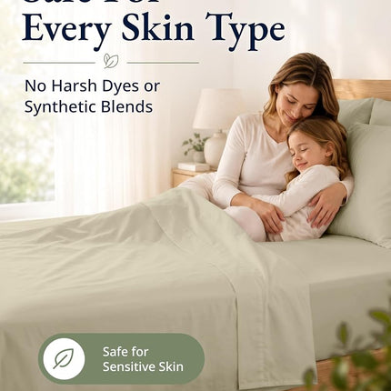 LANE LINEN King Fitted Sheet, 100% Organic Cotton, 3-Piece Set (1 Fitted Sheet,2 Pillowcases), Percale Weave, Ultra Soft, Breathable,Fits Mattress Upto 15" Deep - Linen (No Flat Sheet)