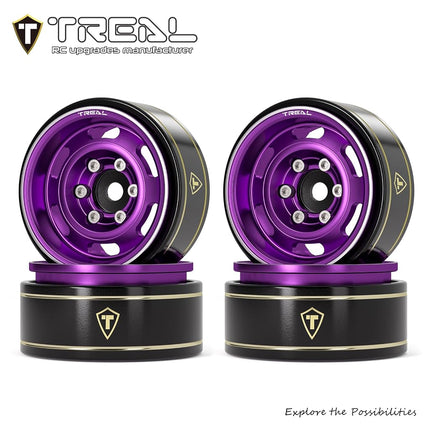 TREAL SCX24 Wheels 1.0'' Beadlock Wheels(4P) Vinatge Wheels for 1/24 SCX24 Bronco Gladiator C10 Deadbolt -Type E (Black)