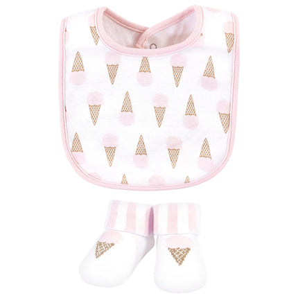 Hudson Baby Unisex Baby Cotton Bib and Sock Set, Ice Cream, One Size