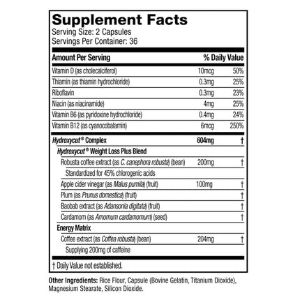 Hydroxycut Pro Clinical Weight Loss Supplements with Apple Cider Vinegar and Vitamins, Burn Calories & Get Naturally Sourced Energy, 72 Pills