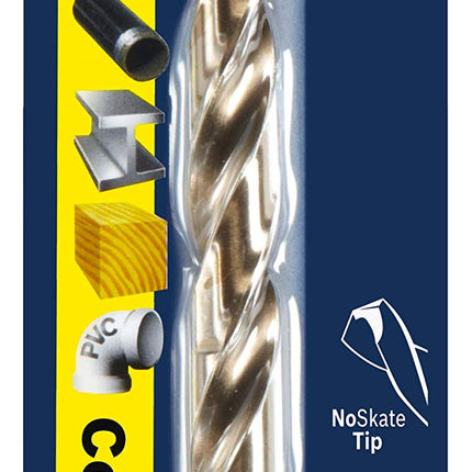 BOSCH CO2151B 1-Piece 3/8 in. x 5 in. Cobalt M42 Metal Drill Bit with Three-Flat Shank for Drilling Applications in Stainless Steel, Cast Iron, Titanium, Light-Gauge Metal, Aluminum