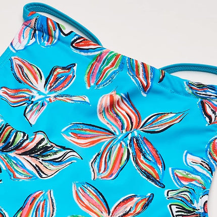 Kanu Surf Maillot de bain 2 pièces tankini avec col bénitier et protection UPF 50, motif floral Charlotte Aqua, taille 12 pour fille