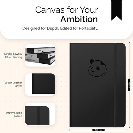 Panda Planner 2021 Daily Planner - Organizer for Goals, Gratitude & Focus - Undated 90 Day Planner (A5, Hardcover, Black, Ruled, Adult, Daily Planning, Goal Setting, Time Management, Positivity)