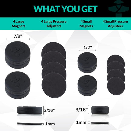 Cauliflower Ear Magnets | 8 Magnets + 8 Compression Reduction Discs Included. Cauliflower Ear Draining Kit for Treatment and Protection Against Scarring