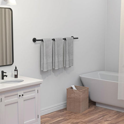 USHOWER Matte Black Bath Towel Bar, 30-Inch Towel Racks for Bathroom Wall-Mounted, SUS304 Stainless Steel Towel Rod (Total Length 32-Inch)