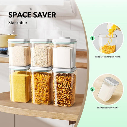 Ankou Food Storage Container Sets, 2.8 Qt + 4.2 Qt Airtight Canisters with Lids and 130ml Scoop, BPA-Free Plastic Pantry Containers for Flour, Sugar, Rice