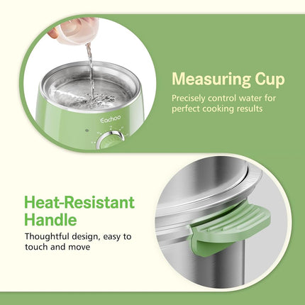 CACHOO - Fast 14 Egg Stainless Steel Egg Boiler with 30 Minute Timer & Auto Shut Off, Compact Electric Vegetable Steamer for Cooking, Dishwasher Safe,