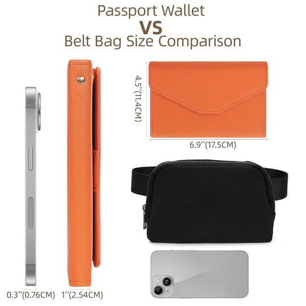 ZOPPEN Cartera de viaje multiusos con bloqueo Rfid para pasaporte (Ver.4), combo de tarjetero para pasaporte y vacuna, organizador de documentos triple para viaje, #24 Naranja, Talla única, Informal