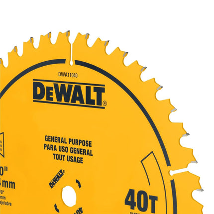 DEWALT Table Saw Blade, 10", 40 Tooth, with Fine Finish, Ultra Sharp Carbide (DWA11040)