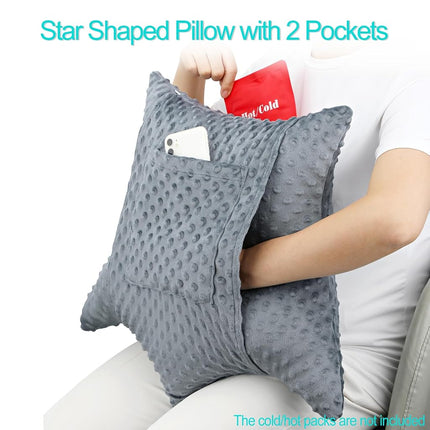 D. Cozy Star Shaped Hysterectomy Pillow with 2 Pockets for Abdominal Surgery Hysterectomy Recovery Must Haves Products Gifts Tummy Pillow with Hands Placement Pouch Minky Dot Dark Gray