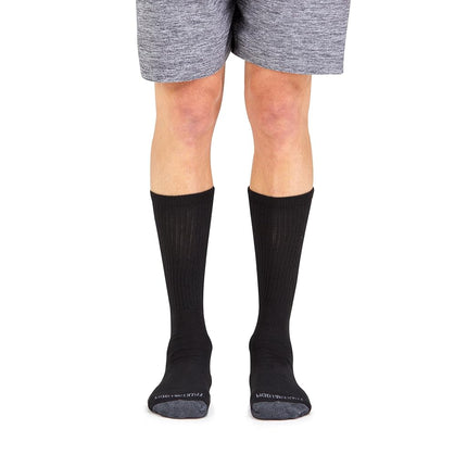 Calcetines de tripulación de doble defensa Fruit of the Loom para niños (paquete de 10), negro, pequeño (4.5-8.5)