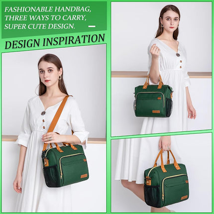 TuErCao Insulated Lunch Bag Lunch Box for Women Men for Work Travel Leakproof Portable Soft Cooler for Beach Picnic, Green