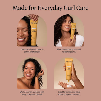 Kitsch Moisturizing Curl Cream for Curly, Wavy Hair – 148ml