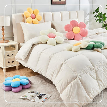 Kcvvcr Sage Green Flower Pillow, Soft 19.6" Flower Throw Pillow, Cute Flower Shaped Floor Pillow, Aesthetic Floral Plush Daisy Decorative Pillows for Bed Sofa Couch