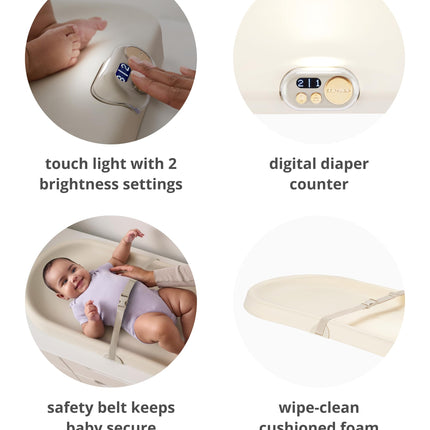 Cambiador de bebé Skip Hop estilo guardería, con luz, lavable y contorneado con espuma acolchada, compatible con cambiadores estándar, color avena