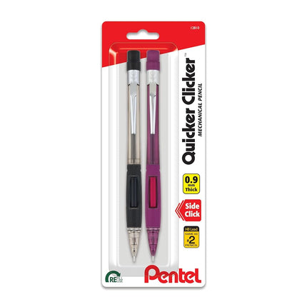 Pentel Quicker Clicker Automatic Pencil, 0.9mm, Transparent Burgundy Barrel, 2 Pack (PD349BP2-K6)