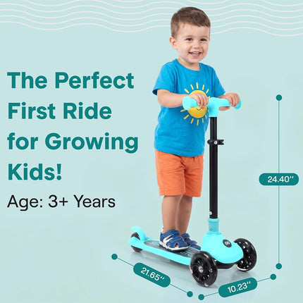 SereneLife Kids Scooter for Ages 3–7 – 3 Wheel Kick Scooter with Seat Option, Light-Up LED Wheels, Lean-to-Steer, Foldable, Adjustable Height, 50 kg Capacity