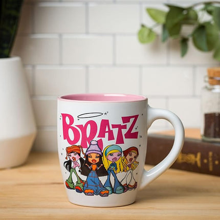 Silver Buffalo Bratz Logo and Group Jumbo Curved Ceramic Mug, 25 Ounce