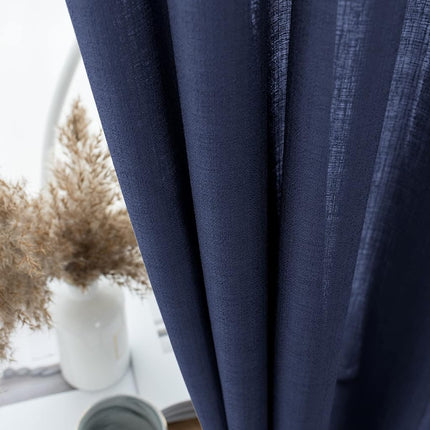 Melodieux Cortinas semitransparentes azul marino de 274 cm de largo para sala de estar, dormitorio, cortinas de gasa rústicas extra largas con aspecto de lino y ojales, 132 x 274 cm (2 paneles)