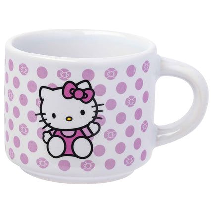 Silver Buffalo Sanrio Hello Kitty Polka Dots 4pc Stackable Ceramic Espresso Small Cup Set, 3 Ounces