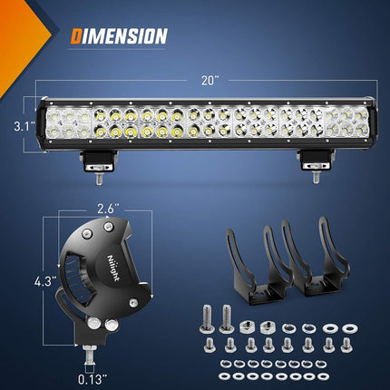 Nilight LED Light Bar 20 Inch 126W Spot Flood Combo Led Off Road Lights 12V 5Pin Rocker Switch LED Light Bar Wiring Harness Kit, Model: ZH082