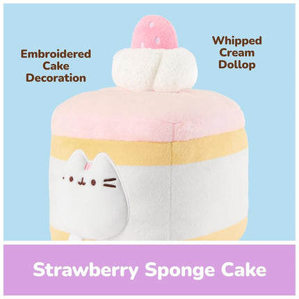 GUND Pusheen Strawberry Sponge Cake Plush, Squishy Toy, Collectible Plush Toy, Dessert Plush, Cat Stuffed Animal for Ages 8 and Up, Pink, 6”
