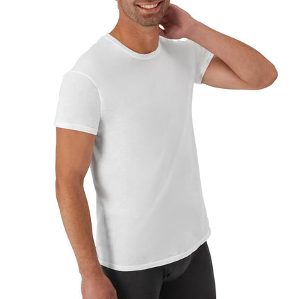 Hanes Men's Cotton, Moisture-Wicking Crew Tee Undershirts, Multi-Packs, White-6 Pack, S (Pack of 6)