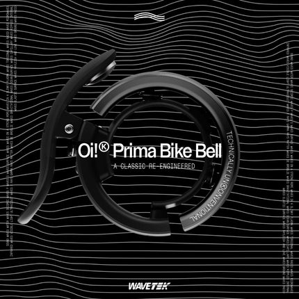 Knog Oi Prima Bike Bell – Loud 80dB Ring, Wrap-Around Design, WAVETEK Hammer, Durable Build, Easy Install – 2 Sizes to Ensure Correct Fit.