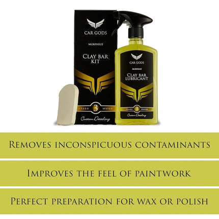 Car Gods Complete Detailer Kit - Clay Bar and Spray Lubricant Bundle - Super Smooth Surface for Better Polishing - 500 ml