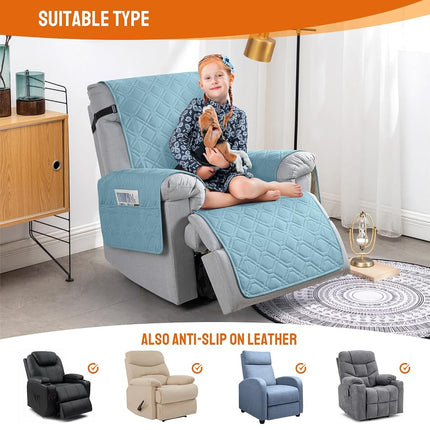 VANSOFY Fundas para sillón reclinable 100% impermeables, funda para sillón reclinable antideslizante para perro, protector de muebles lavable con bolsillo, correas elásticas para mascotas, perros (verde oliva, 28 pulgadas)