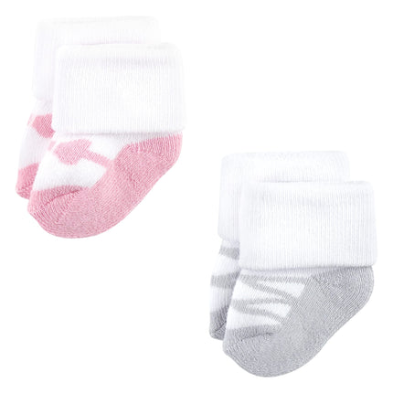 Luvable Friends Women's, Pink Black Ballet 12-Pack, Unisex Newborn and Baby Terry Socks, 0-6 Months, XX-Large (Pack of 12)