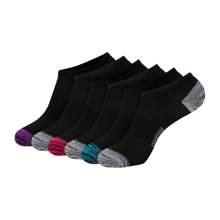 Hanes - Calcetines ligeros transpirables para mujer, súper invisibles, 6 pares casuales, color negro/gris, talla 7-11 UK (paquete de 6)