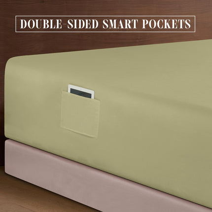 Elegant Comfort Luxury 1500 Premium Hotel Quality Microfiber 4-Piece Sheet Set - Soft, All Around Elastic 18-24 Inches Deep Fitted Sheet - Extra Deep Pocket Sheets, Full, Sage/Green