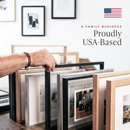 Americanflat 14x16 Picture Frame with Polished Plexiglass - Streamline Collection - Thin Border Picture Frame for Wall Display - Hanging Hardware Included - Black
