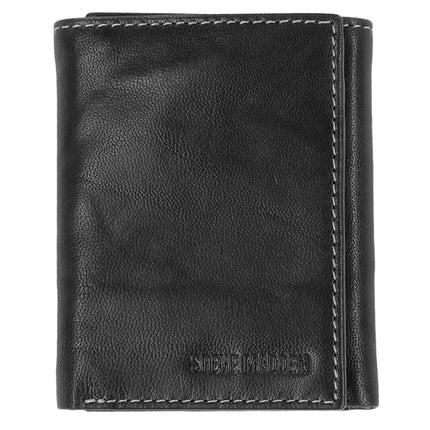 Steve Madden mens Leather Rfid Extra Capacity Attached Flip Pocket Wallet, Black (Antique), One Size UK