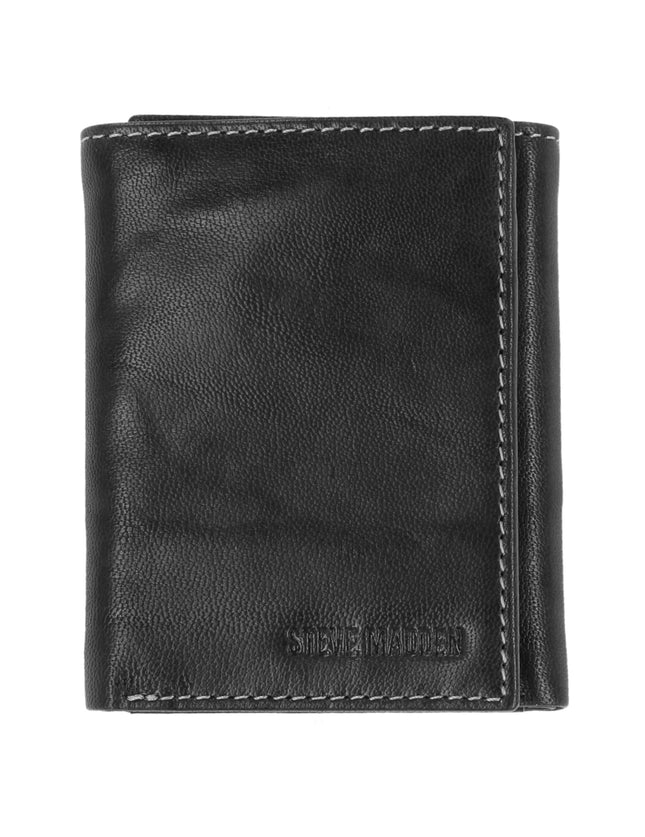 Steve Madden mens Leather Rfid Extra Capacity Atta
