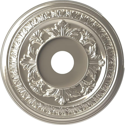 Ekena Millwork CMP19BABCR Baltimore Thermoformed PVC Ceiling Medallion (Fits Canopies up to 7 3/4"), 19"OD x 3 1/2"ID x 1"P, Bright Coat Chrome