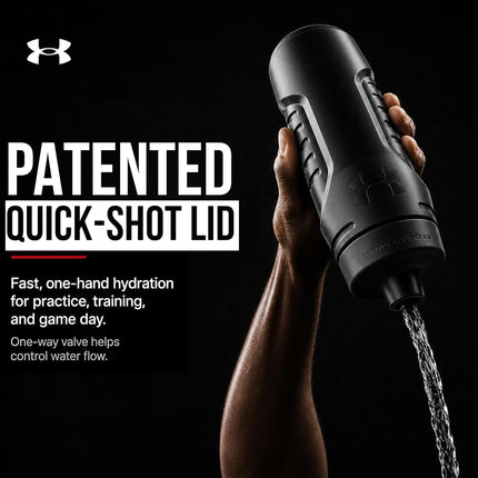 Under Armour Sideline Sports Water Bottle, 32 oz Squeeze Bottle With Quick-Shot Lid for Quick & Easy Hydration, Gym Bottle, 1 Count