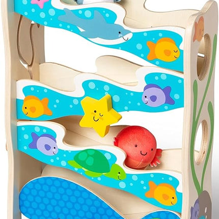 Melissa & Doug Rollables Wooden Ocean Slide Infant and Toddler Toy (5 Pieces) Ocean Themed Toys For Toddlers, Early Learning Toys For Infants And Toddlers Ages 1+ - FSC Certified - FSC Certified