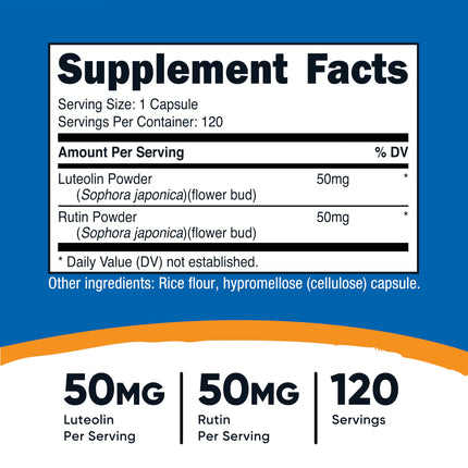 Nutricost Luteolina con Complejo de Rutina 100mg (50mg Luteolina, 50mg Rutina) 120 Cápsulas - Vegetariano, No-GMO, Sin Gluten