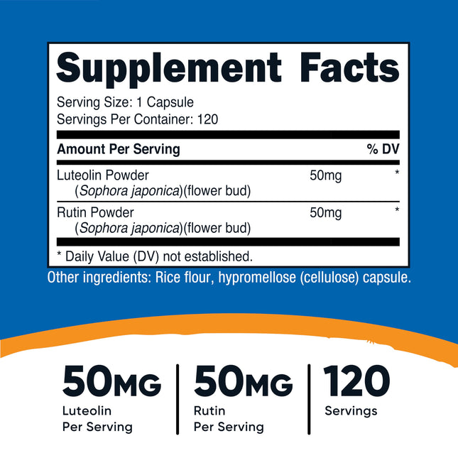 Nutricost Luteolin with Routine Complex 100mg (50mg Luteolin, 50mg Routine) 120 Capsules - Vegetarian, Non-GMO, Gluten Free