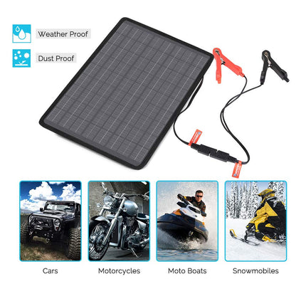 Renogy 10W Solar Trickle Charger Portable Battery Maintainer with Lighter Plug/Alligator Clips/Battery Cables for Car Boat Marine Motorcycles Truck