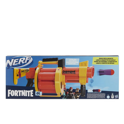 NERF Fortnite GL Rocket-Firing Blaster - 6-Rocket Drum, Pump-to-Fire - Includes 6 Official Rockets - for Youth, Teen, Adult