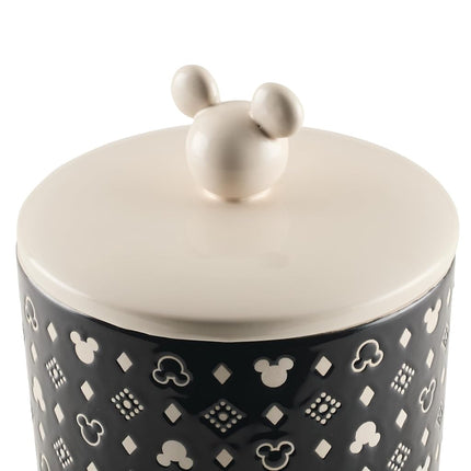 Disney Home Monochrome Extra Large Ceramic Canister/Food Storage Container/Cookie Jar, Airtight Lid, 12.8 Cup with a Mickey-shaped knob Lid - Black