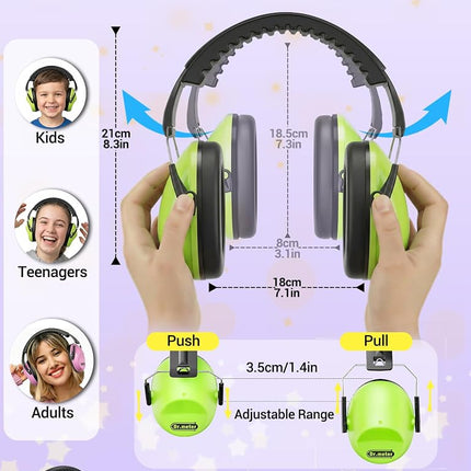 Dr.meter Noise Cancelling Ear Muffs, 2 Pack Green & Pink