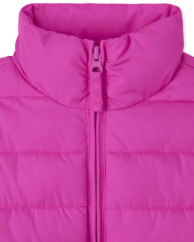 Chaqueta acolchada de peso medio The Children's Place para niñas, resistente al viento, resistente al agua, rosa encantado, talla L